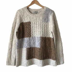 Bass Womens Boucle Cable Knit Colour Block Sweater